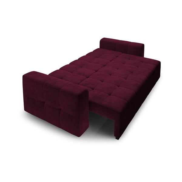 Tamsiai raudona aksominė sofa-lova Milo Casa Luca-image-4