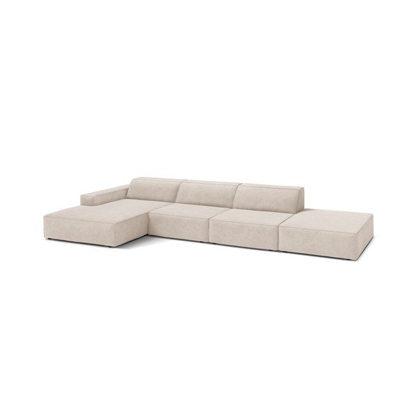 Kreminės spalvos modulinė kampinė sofa (su kairiuoju kampu/su gultu) Jodie – Micadoni -image-1