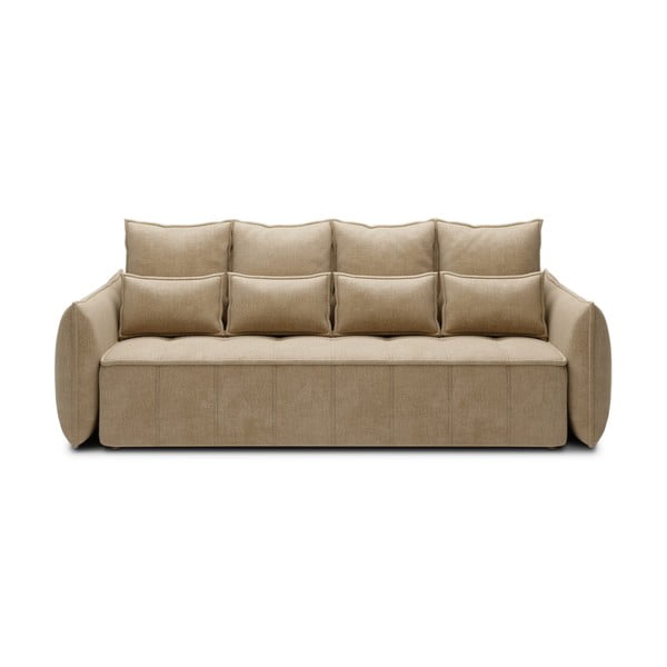 Šviesiai rudos spalvos iš velveto sulankstoma/su sandėliavimo vieta sofa 242 cm Weltton – ELTAP