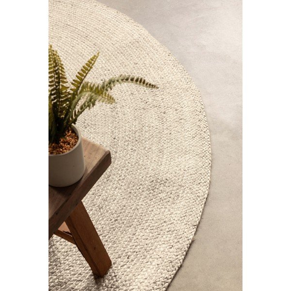 Apverčiamas/rankų darbo kreminės spalvos iš džiuto apvalios formos kilimas ø 100 cm Braided – Hanse Home-image-2
