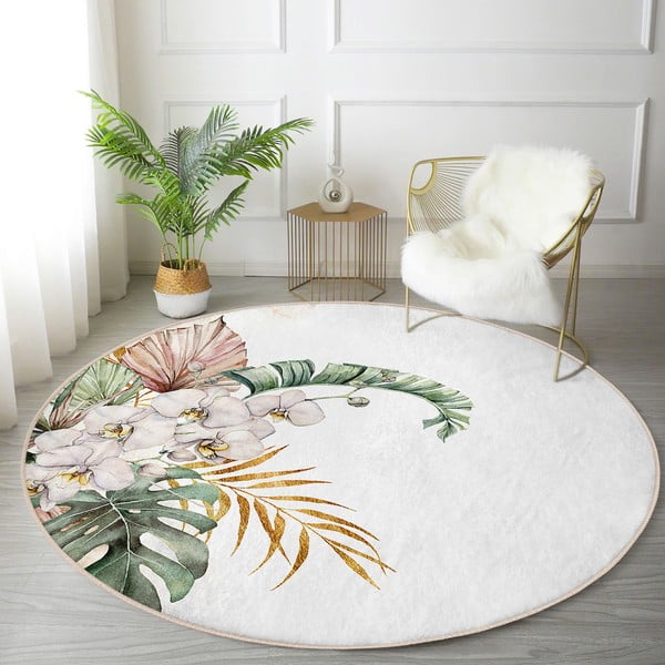 Skalbiamas/robotiniams dulkių siurbliams apvalios formos kilimas kreminės spalvos ø 100 cm Comfort – Mila Home-image-1