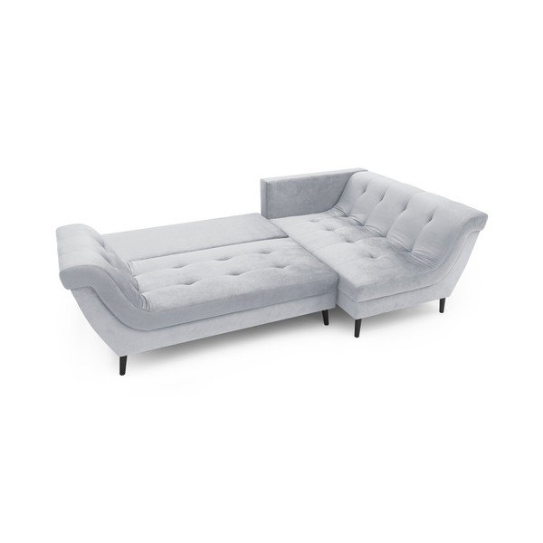 Šviesiai pilka keturių vietų sofa-lova "Bobochic Paris Real", dešinysis kampas-image-3