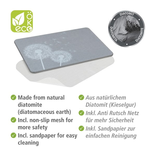 Iš diatomito vonios kilimėlis pilkos spalvos 39x60 cm Astera – Wenko-image-3