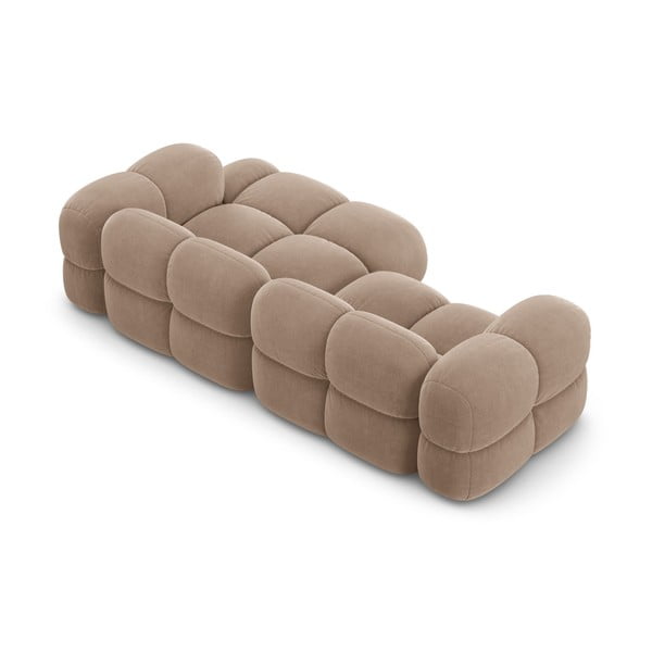 Rudos spalvos iš velveto kampinė sofa (su dešiniuoju kampu/su gultu) Loretto – Cosmopolitan Design-image-4