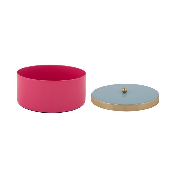 Dekoratyvinė rožinės spalvos iš metalo daiktadėžė ø 16x6 cm Double Funky – PT LIVING-image-2