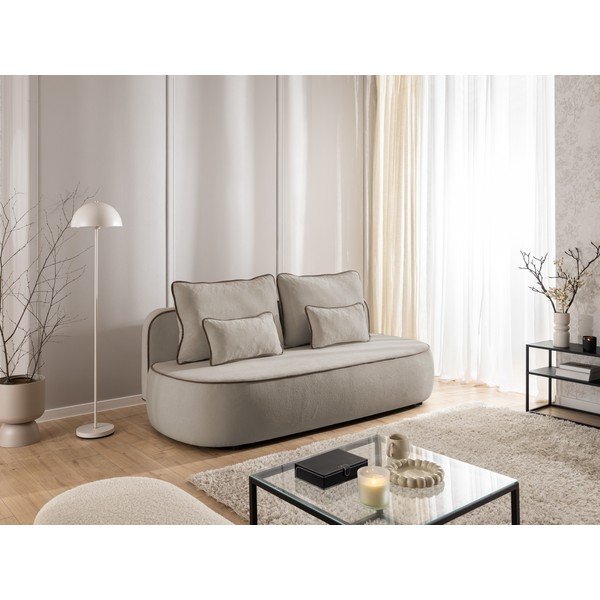 Rudos spalvos/taupe spalvos sulankstoma/su sandėliavimo vieta sofa iš velveto 210 cm Saga – Ropez-image-2