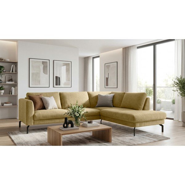 Kampinė sofa garstyčių spalvos (su dešiniuoju kampu) Gomero – Scandic-image-1