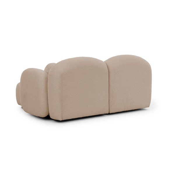 Šviesiai rudos spalvos kampinė sofa iš boucle (su dešiniuoju kampu/su gultu) Orbit – Ropez-image-3