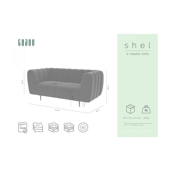 Tamsiai pilka aksominė sofa Ghado Shel, 170 cm-image-4
