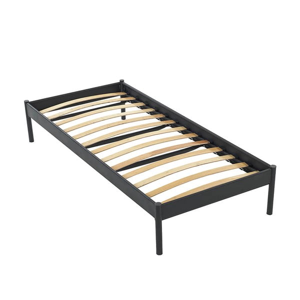 Iš metalo viengulė lova juodos spalvos su lovos grotelėmis 90x200 cm Hatkus – Kalune Design-image-4