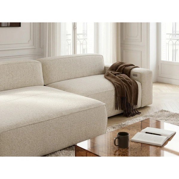 Smėlio spalvos sulankstoma/ar elektrisko sēdekļa regulēšanu kampinė sofa (su kairiuoju kampu) Abel – Bobochic Paris-image-4