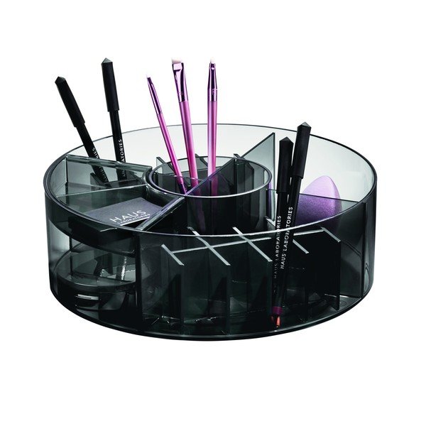 Matinis juodas vonios kambario kosmetikos organizatorius, pagamintas iš perdirbto plastiko Cosmetic Carousel - iDesign-image-3