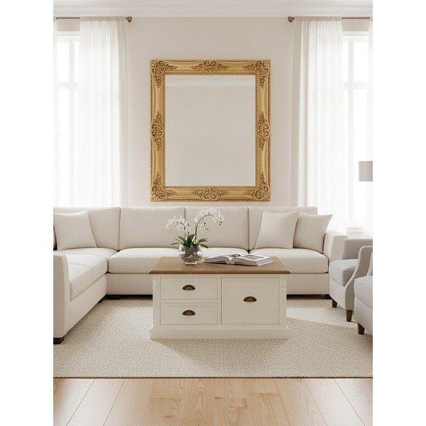 Baltos spalvos kavos staliukas iš eglės 90x90 cm Hardwick – Premier Housewares-image-3