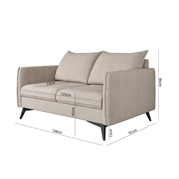 Sofa smėlio spalvos 138 cm Juli Bis – Ropez-image-3
