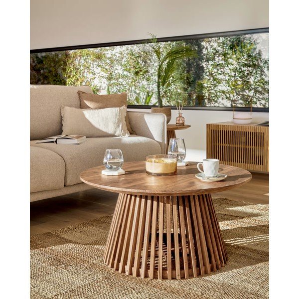 Tikmedžio kavos staliukas Kave Home Irune, ⌀ 80 cm-image-1