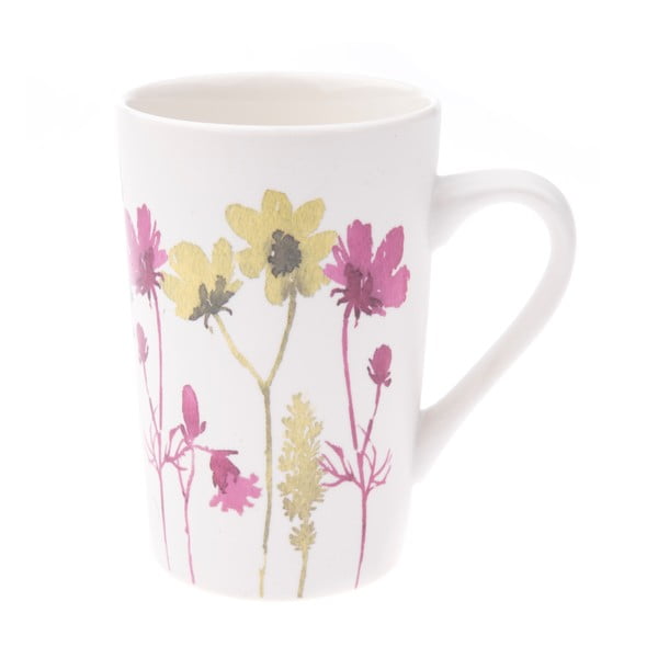 Baltas porcelianinis puodelis su spalvingu gėlių motyvu Dakls, 0,4 l