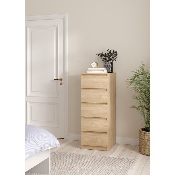 Natūralios spalvos šoninė spintelė iš ąžuolo 40x111x50 cm Naia – Tvilum-image-1