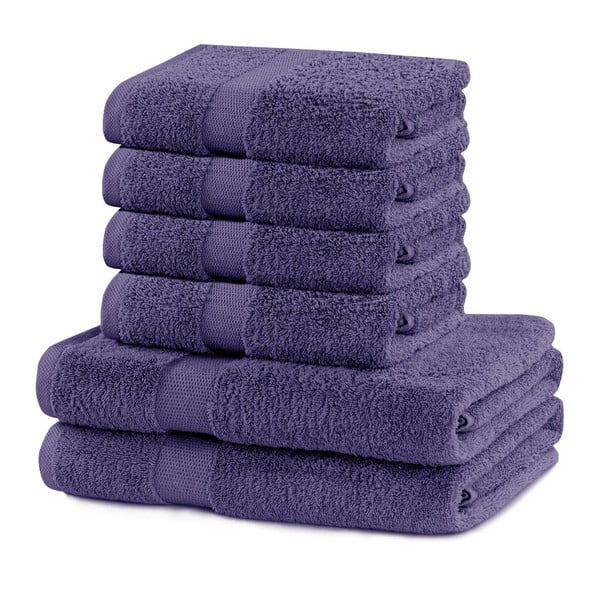 2 violetinių mažų ir 4 didelių rankšluosčių rinkinys DecoKing Marina