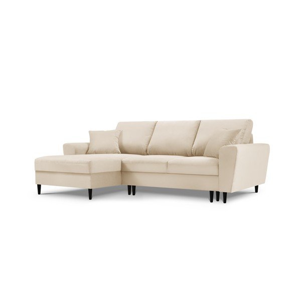 Smėlio spalvos iš kordinio velveto sulankstoma/su sandėliavimo vieta kampinė sofa (su kairiuoju kampu/su gultu) Kyoto – Cosmopolitan Design-image-4