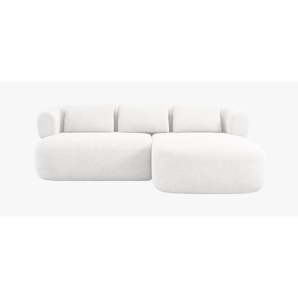Dramblio kaulo spalvos kampinė sofa iš boucle (su dešiniuoju kampu/su gultu) Jenny – Micadoni -image-2