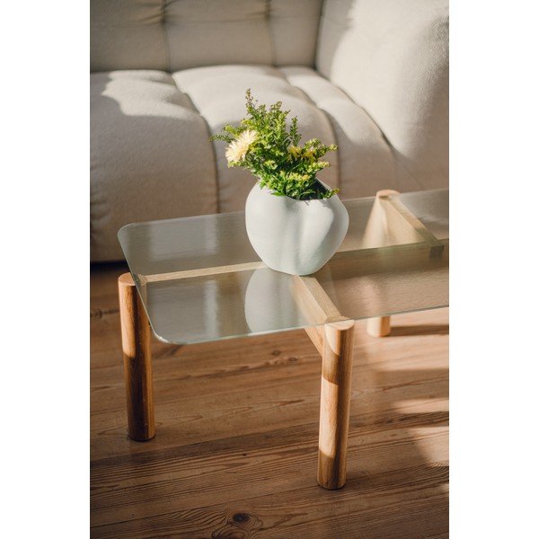 Natūralios spalvos kavos staliukas su stikliniu stalviršiu 55x105 cm Kob – noo.ma-image-3