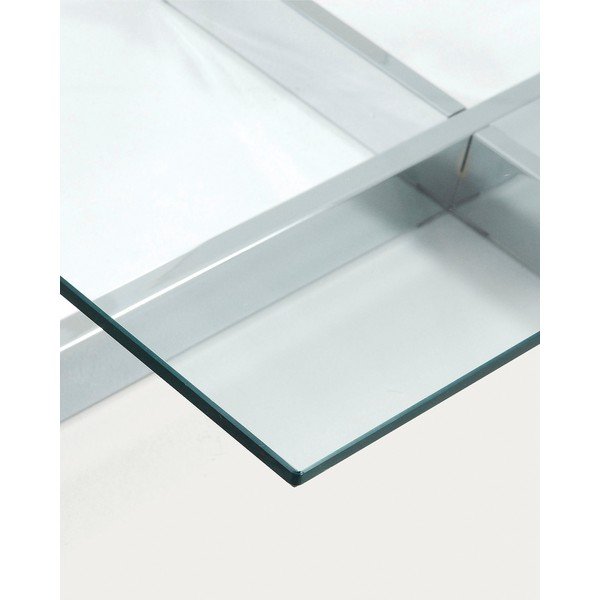 Sidabrinės spalvos kavos staliukas su stikliniu stalviršiu 70x120 cm Plam – Kave Home-image-3