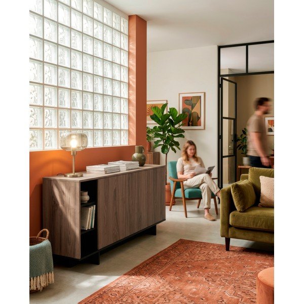 Juodos spalvos/natūralios spalvos spintelė iš ąžuolo 170x80x40 cm Cequoia – Marckeric-image-1