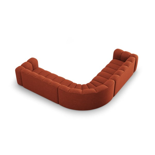 Raudonos plytų spalvos iš šenilinio audinio modulinė kampinė sofa Lupine – Micadoni -image-3