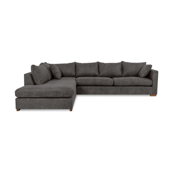 Iš dirbtinės odos kampinė sofa antracito spalvos (su kairiuoju kampu) Hamburg – Scandic