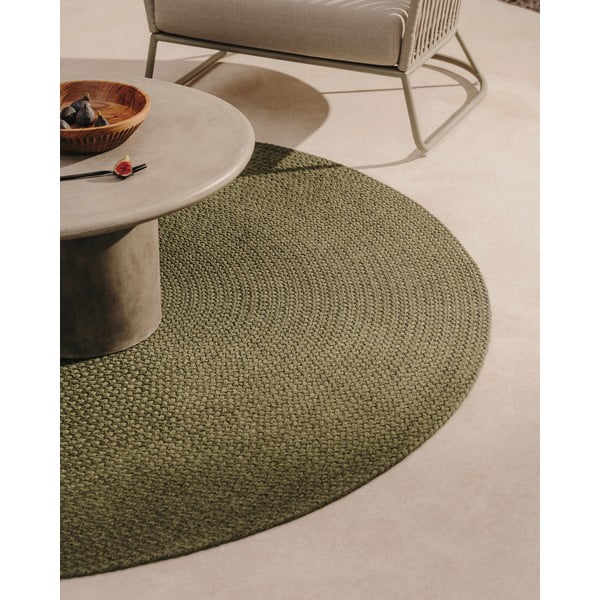 Iš perdirbto pluošto apvalios formos lauko kilimas žalios spalvos ø 200 cm Despas – Kave Home-image-1