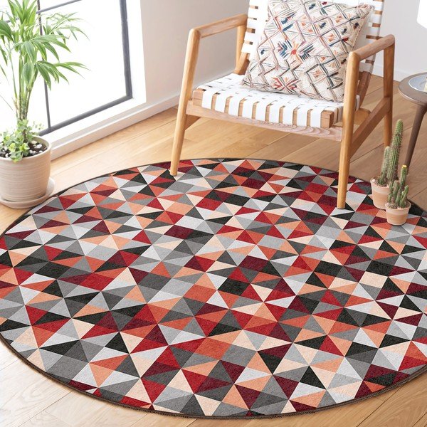 Skalbiamas apvalios formos kilimas raudonos spalvos/pilkos spalvos ø 120 cm Ignite – Mila Home-image-3