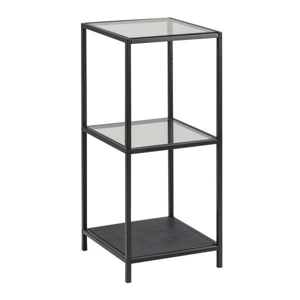 Iš stiklo pastatoma lentyna juodos spalvos 35x83 cm Seaford – Actona-image-1