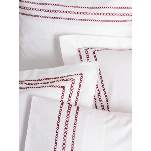 Baltos spalvos iš ranforce medvilnės viengulė patalynė 140x200 cm Red Heritage Lines – Mila Home Luxury-image-1