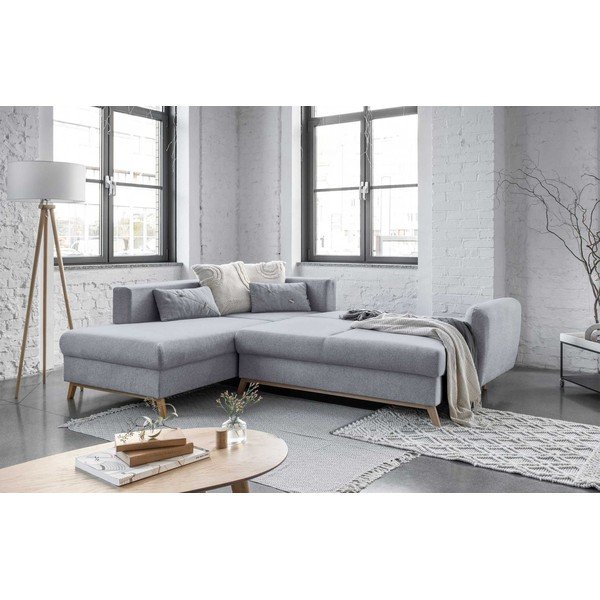 Šviesiai pilka sofa-lova Miuform Scandic Lagom L, kairysis kampas-image-4