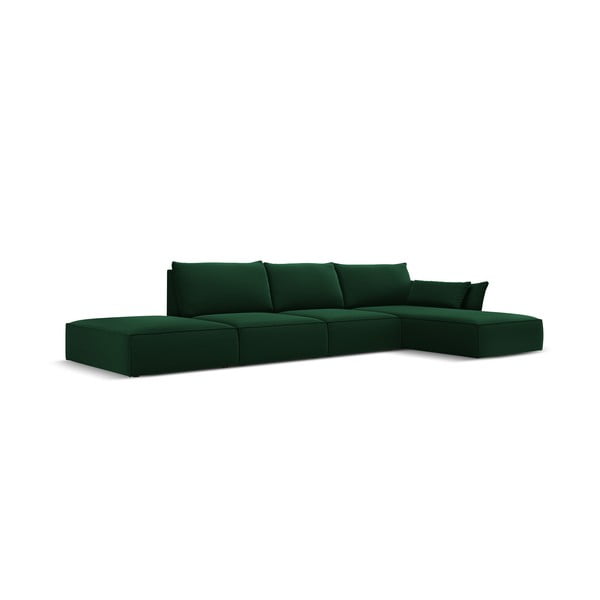 Tamsiai žalios spalvos iš velveto kampinė sofa (su dešiniuoju kampu/su gultu) Vanda – Mazzini Sofas-image-2