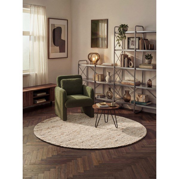 Rankų darbo smėlio spalvos iš vilnos apvalios formos kilimas ø 200 cm Bexley Woolwich – Ted Baker-image-1