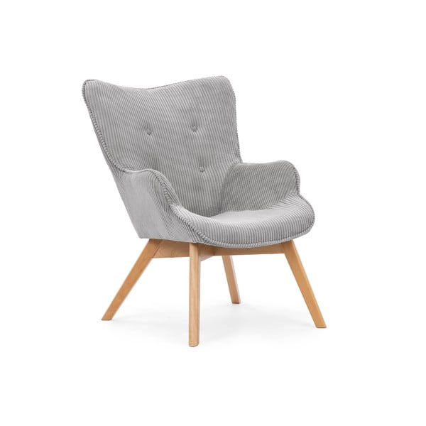 Pilkos spalvos iš kordinio velveto krėslas Niko – Ropez