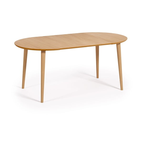 Apvalios formos prailginamas valgomojo stalas natūralios spalvos iš ąžuolo ø 90 cm Oqui – Kave Home-image-4