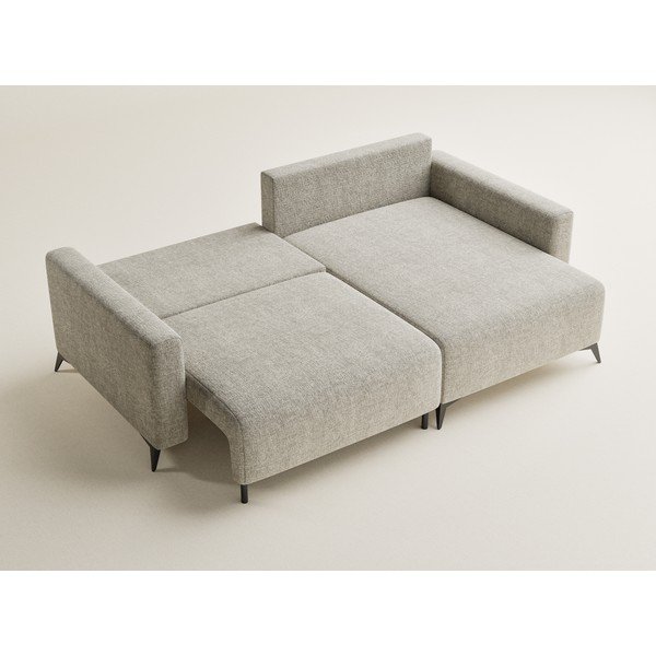 Smėlio spalvos sulankstoma/su sandėliavimo vieta kampinė sofa iš šenilinio audinio (su dešiniuoju kampu/su gultu) Leon – Maison de Rêve-image-3