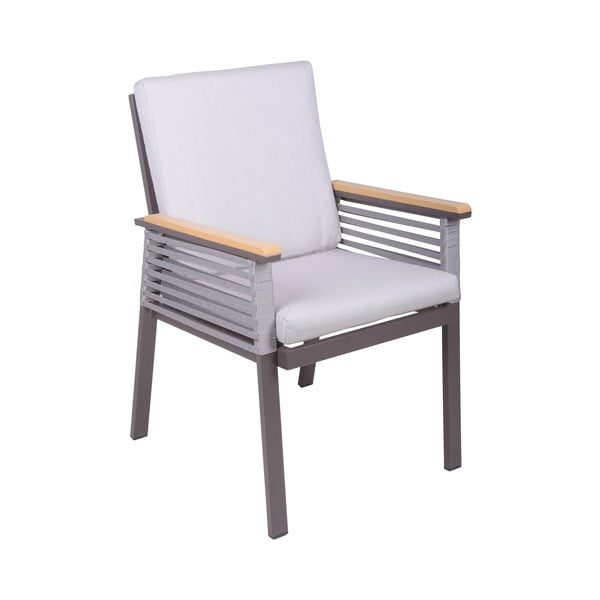 Šviesiai pilkos spalvos metalinis sodo krėslas Denia – Garden Pleasure