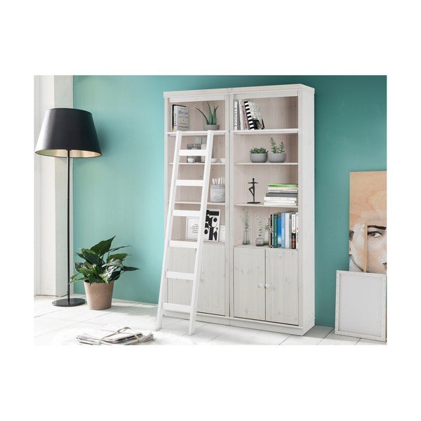 Iš pušies masyvo knygų spinta  baltos spalvos 148x223 cm Anita – Støraa-image-1