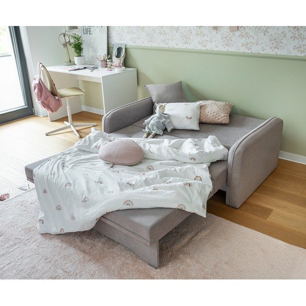 Šviesiai pilkos spalvos iš šenilinio audinio sulankstoma/su sandėliavimo vieta sofa 155 cm Laine – ELTAP-image-3