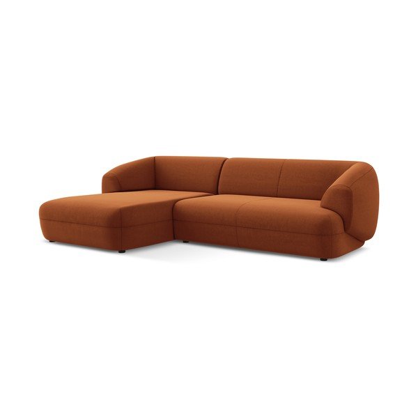 Oranžinės spalvos iš velveto kampinė sofa (su kairiuoju kampu) Moana – Makamii-image-2