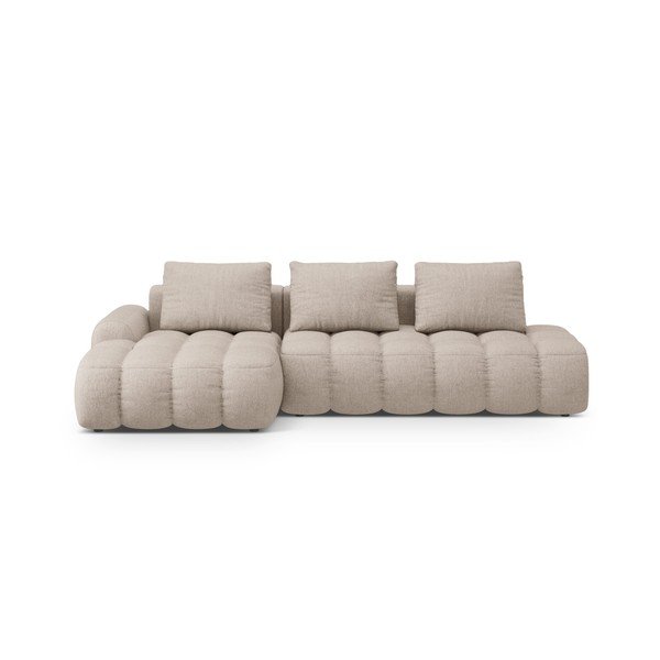Šviesiai rudos spalvos sulankstoma/su sandėliavimo vieta kampinė sofa (su kairiuoju kampu/su gultu) Linz – Cosmopolitan Design