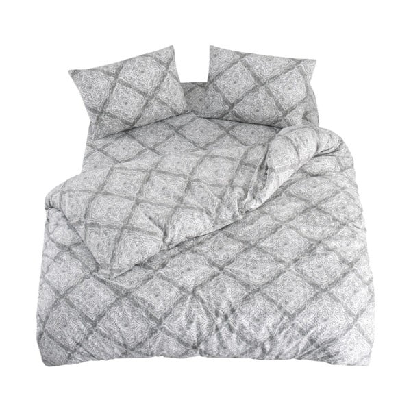 Pilkos spalvos dvigulė/itin ilga patalynė su paklode/4 dalių 200x220 cm Geometric – Mila Home