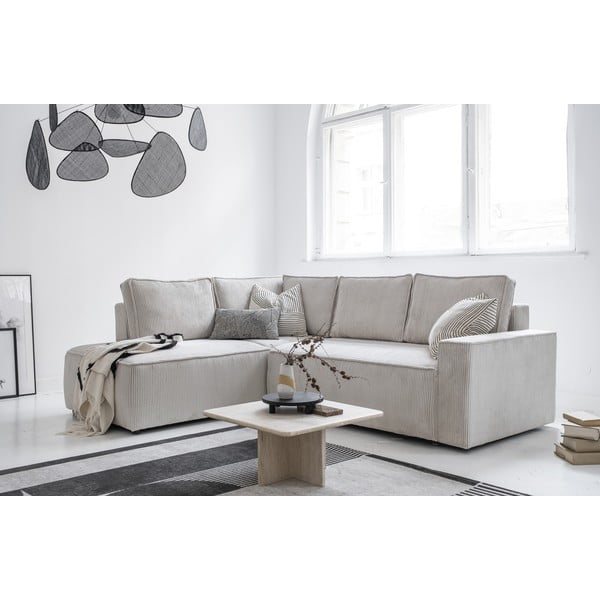 Iš kordinio velveto sulankstoma kampinė sofa baltos spalvos (su kairiuoju kampu) Brave Dave – Miuform-image-3