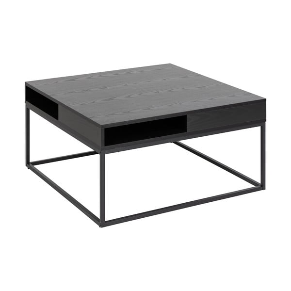Juodos spalvos kavos staliukas su uosio dekoro stalviršiu 80x80 cm Willford – Actona