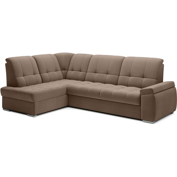 Rudos spalvos iš velveto sulankstoma/su sandėliavimo vieta kampinė sofa (su kairiuoju kampu/„L“ formos) Sado – ELTAP