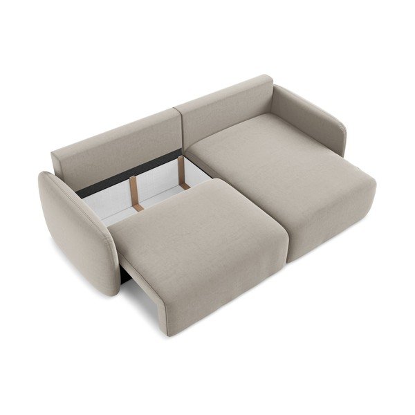 Taupe spalvos sulankstoma/su sandėliavimo vieta kampinė sofa iš velveto (su dešiniuoju kampu/su gultu) Kalena – Makamii-image-4