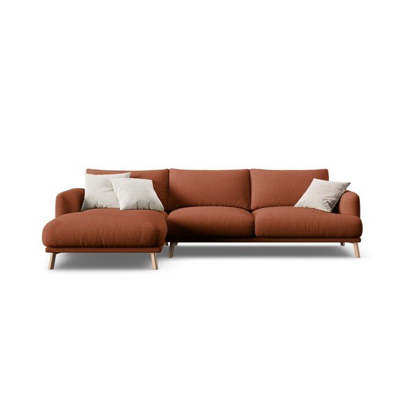 Terakotos spalvos kampinė sofa (su kairiuoju kampu/su gultu) Naomi – Micadoni -image-2
